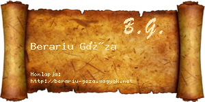 Berariu Géza névjegykártya